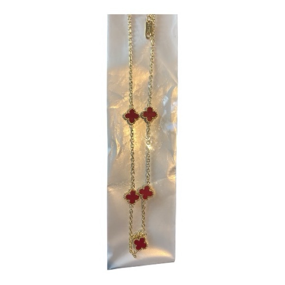Clover Charm Necklace – Red/Gold or Green/Silver | NEW - Picture 3 of 7
